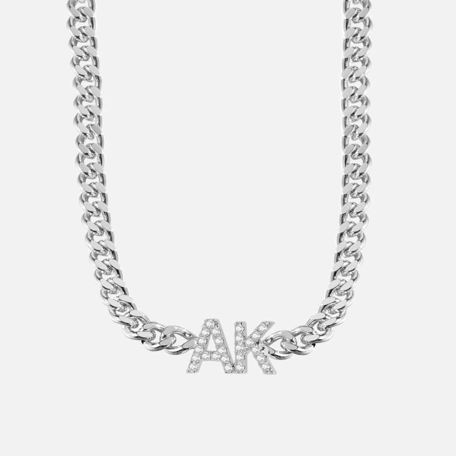ICED Custom Initial &amp; Name Chain Necklace - Jewelled Me
