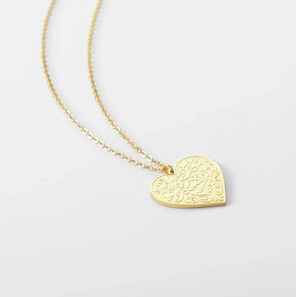 Filled Arabic Caligraphy Heart Pendant - Jewelled Me