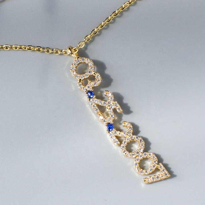 Pave Custom Date Necklace (Vertical) - Jewelled Me
