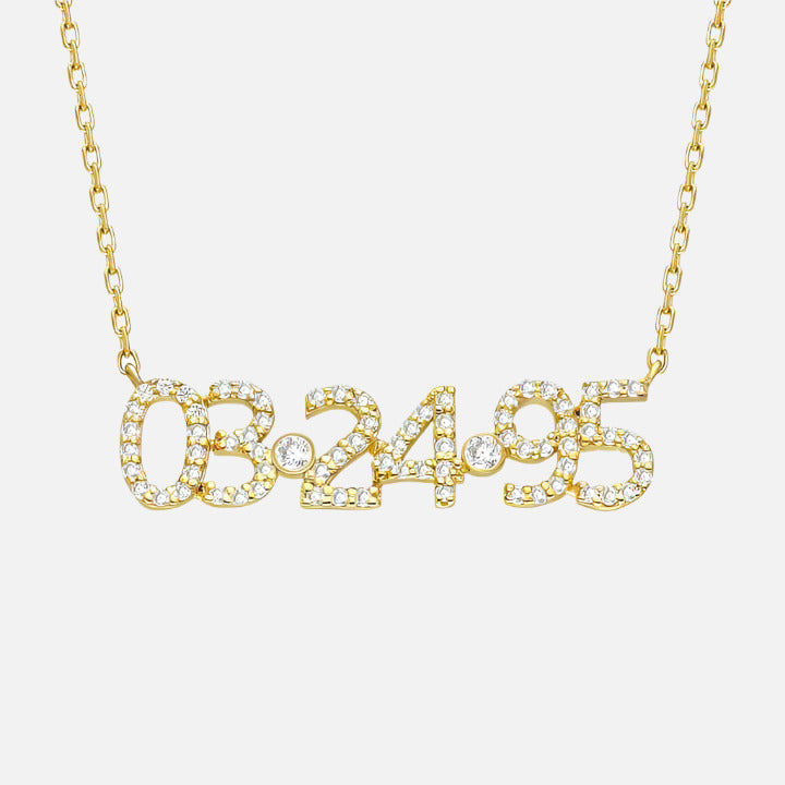 Pave Custom Date Necklace (Horizontal) - Jewelled Me