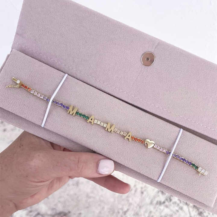 ICED Custom Name Tennis Rainbow Gem Bracelet - Jewelled Me