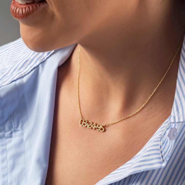 Pave Custom Date Necklace (Horizontal) - Jewelled Me