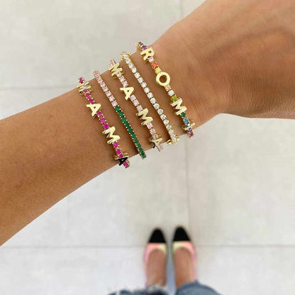 ICED Custom Name Tennis Rainbow Gem Bracelet - Jewelled Me