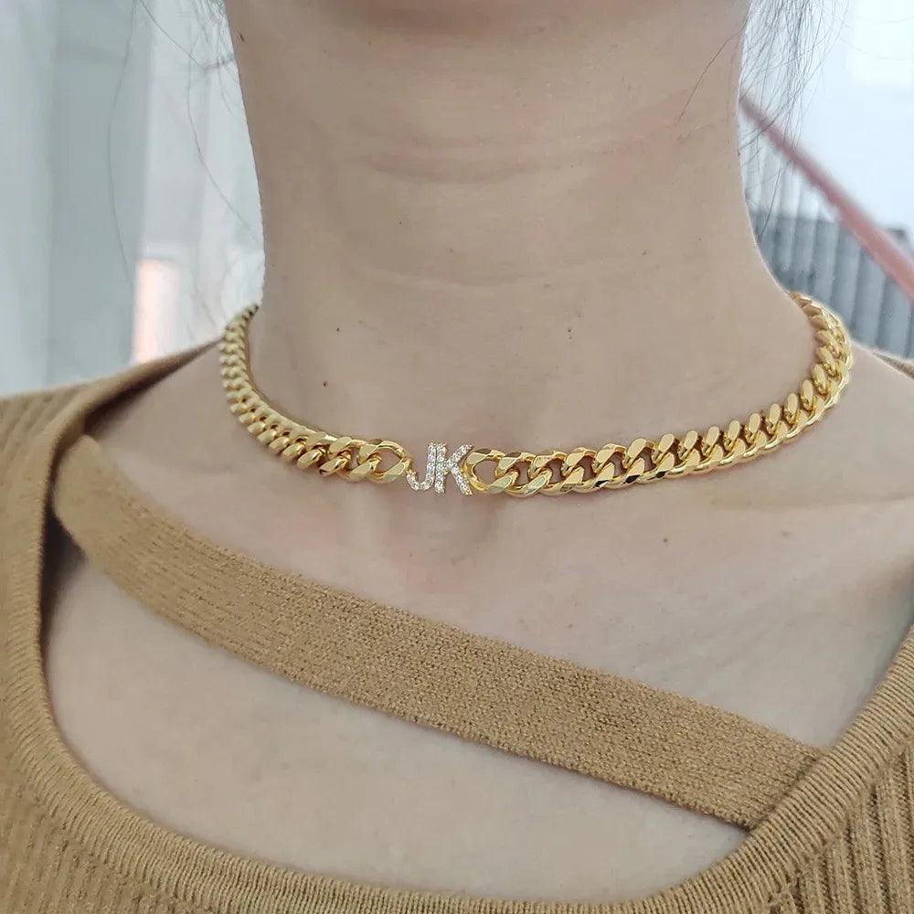 ICED Custom Initial &amp; Name Chain Necklace - Jewelled Me