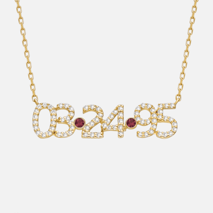 ICED Pave Custom Date Necklace (Horizontal)