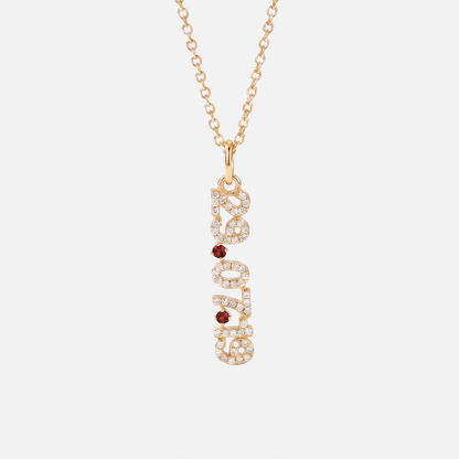 Mini Pave Date Necklace (Vertical)