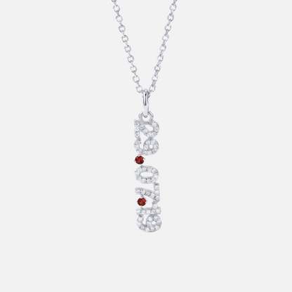 Mini Pave Date Necklace (Vertical)