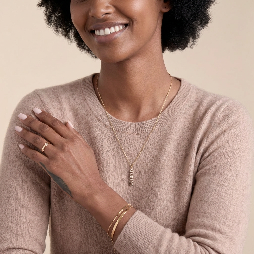 ICED Pave Custom Date Necklace (Horizontal) - Jewelled Me