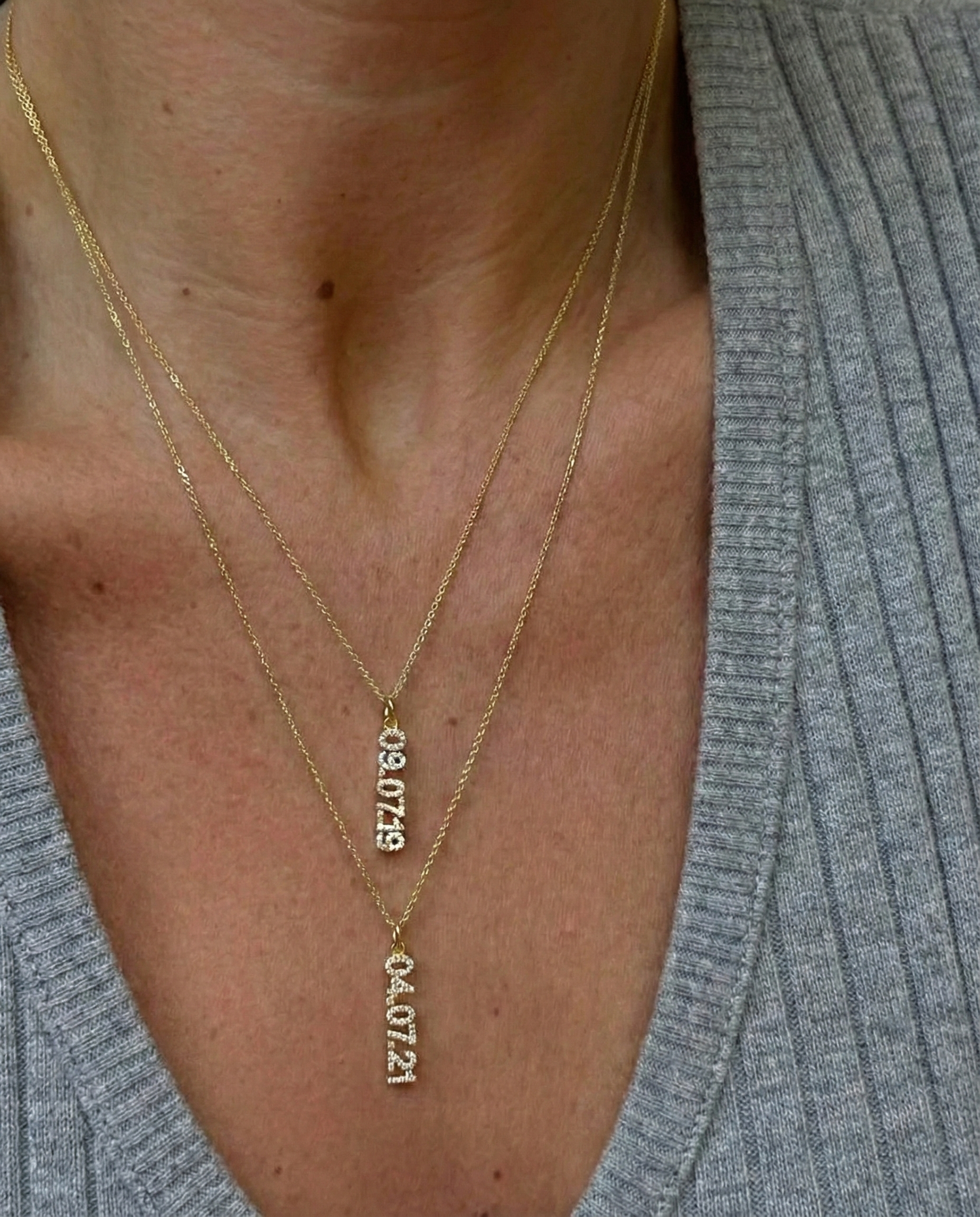 Mini Pave Custom Date Necklaces (Vertical)