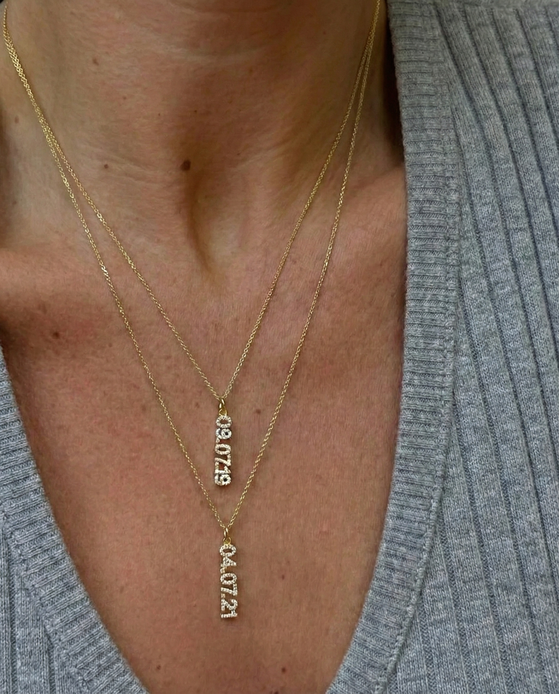 Mini Pave Custom Date Necklaces (Vertical)