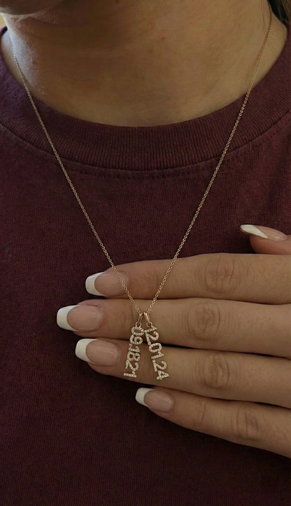 Mini Pave Custom Date Necklaces (Vertical)