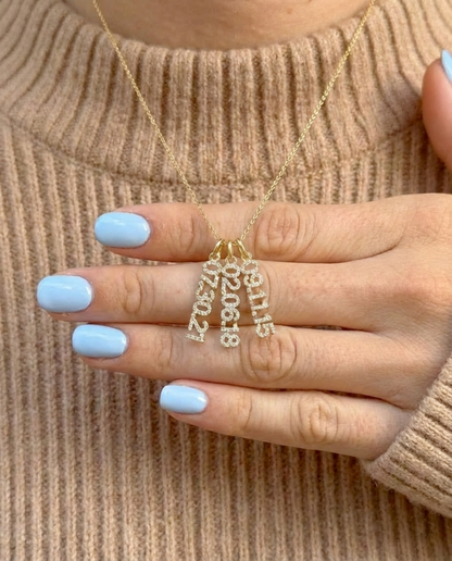 Mini Pave Custom Date Necklaces (Vertical)