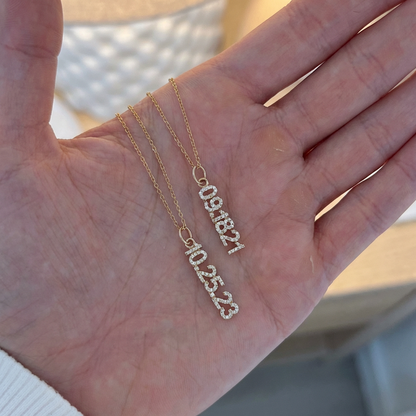 Mini Pave Custom Date Necklaces (Vertical)