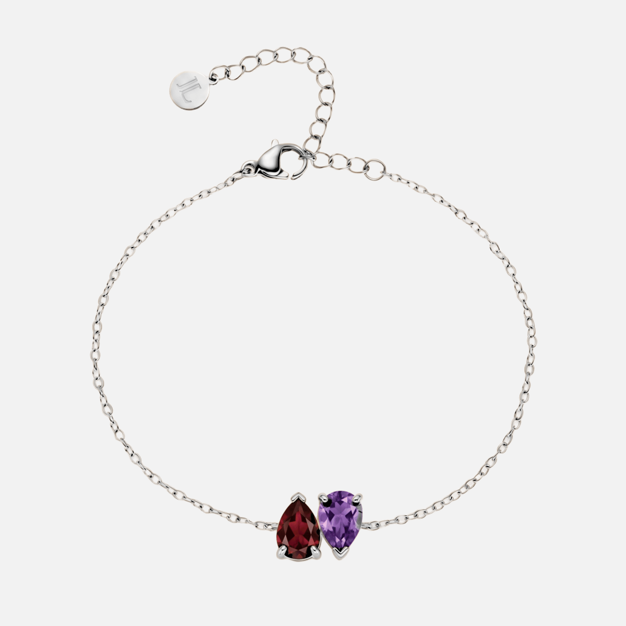 Pluie Toi &amp; Moi Birthstone Bracelet - Silver - Jewelled Me