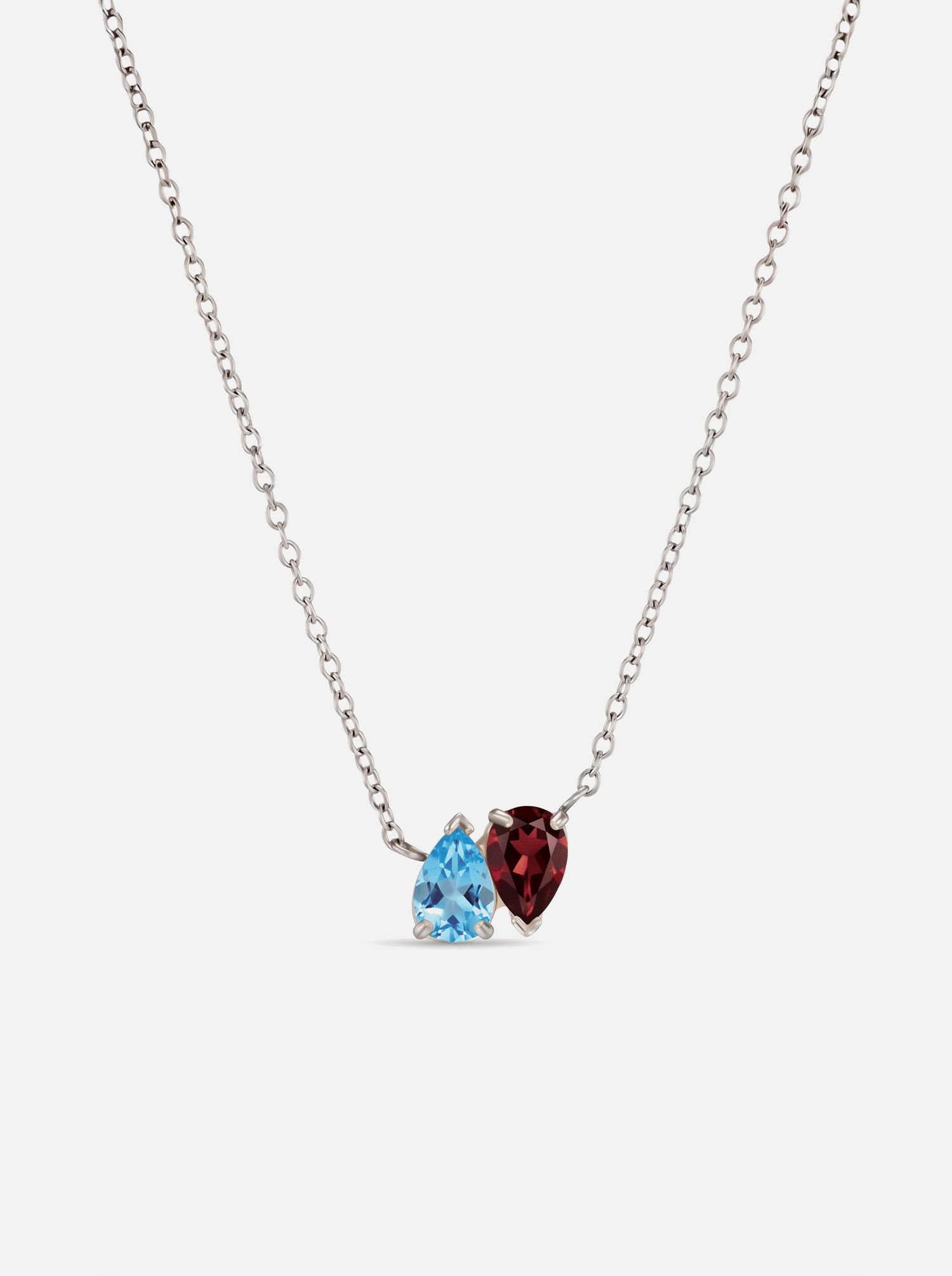 Pluie Toi &amp; Moi Birthstone Necklace - Silver - Jewelled Me