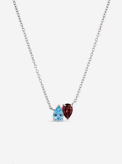 Pluie Toi &amp; Moi Birthstone Necklace - Silver - Jewelled Me