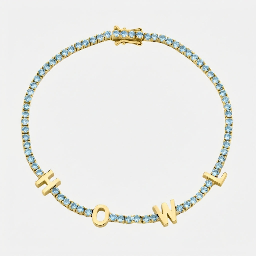 ICED Custom Name Tennis Rainbow Gem Bracelet - Jewelled Me