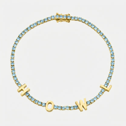 ICED Custom Name Tennis Rainbow Gem Bracelet - Jewelled Me