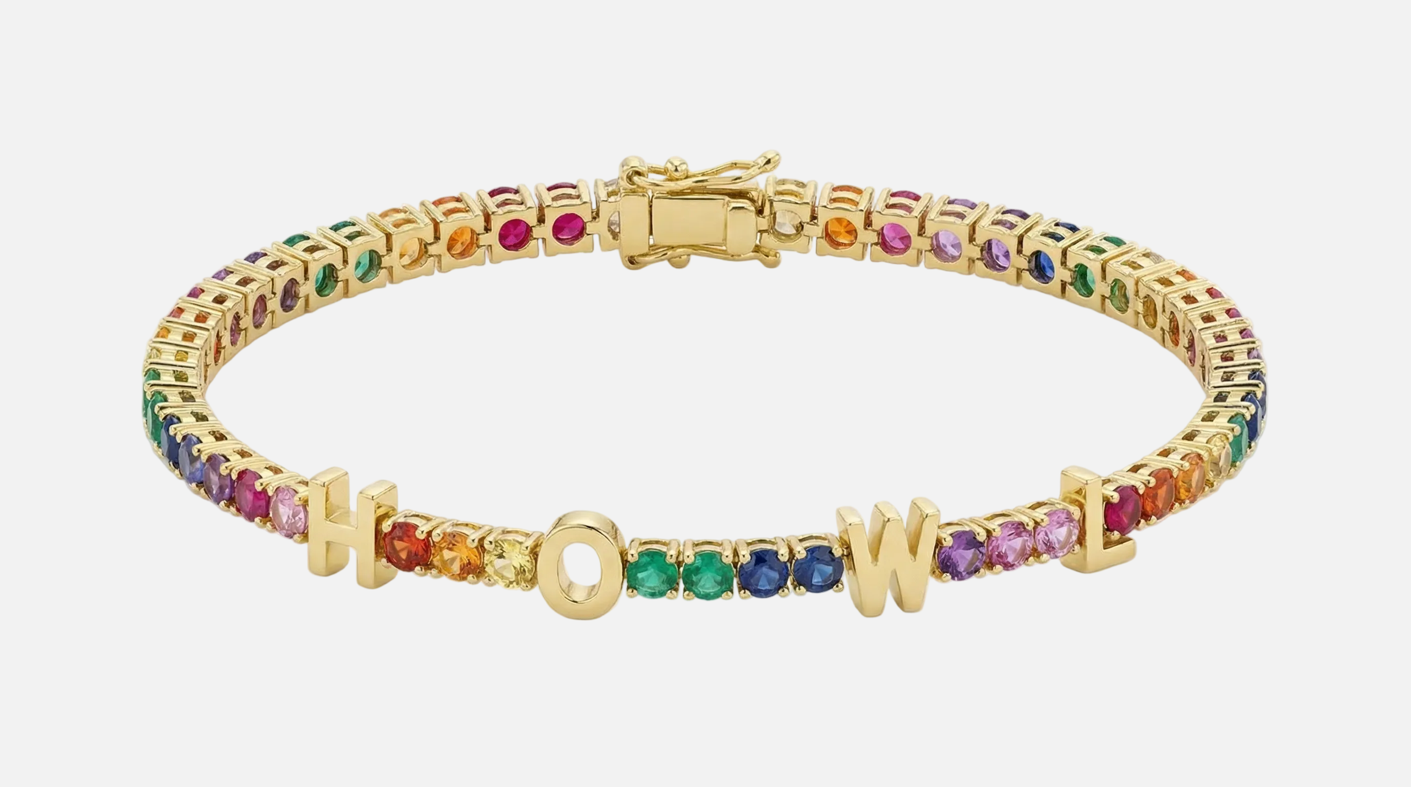 ICED Custom Name Tennis Rainbow Gem Bracelet - Jewelled Me