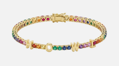 ICED Custom Name Tennis Rainbow Gem Bracelet - Jewelled Me