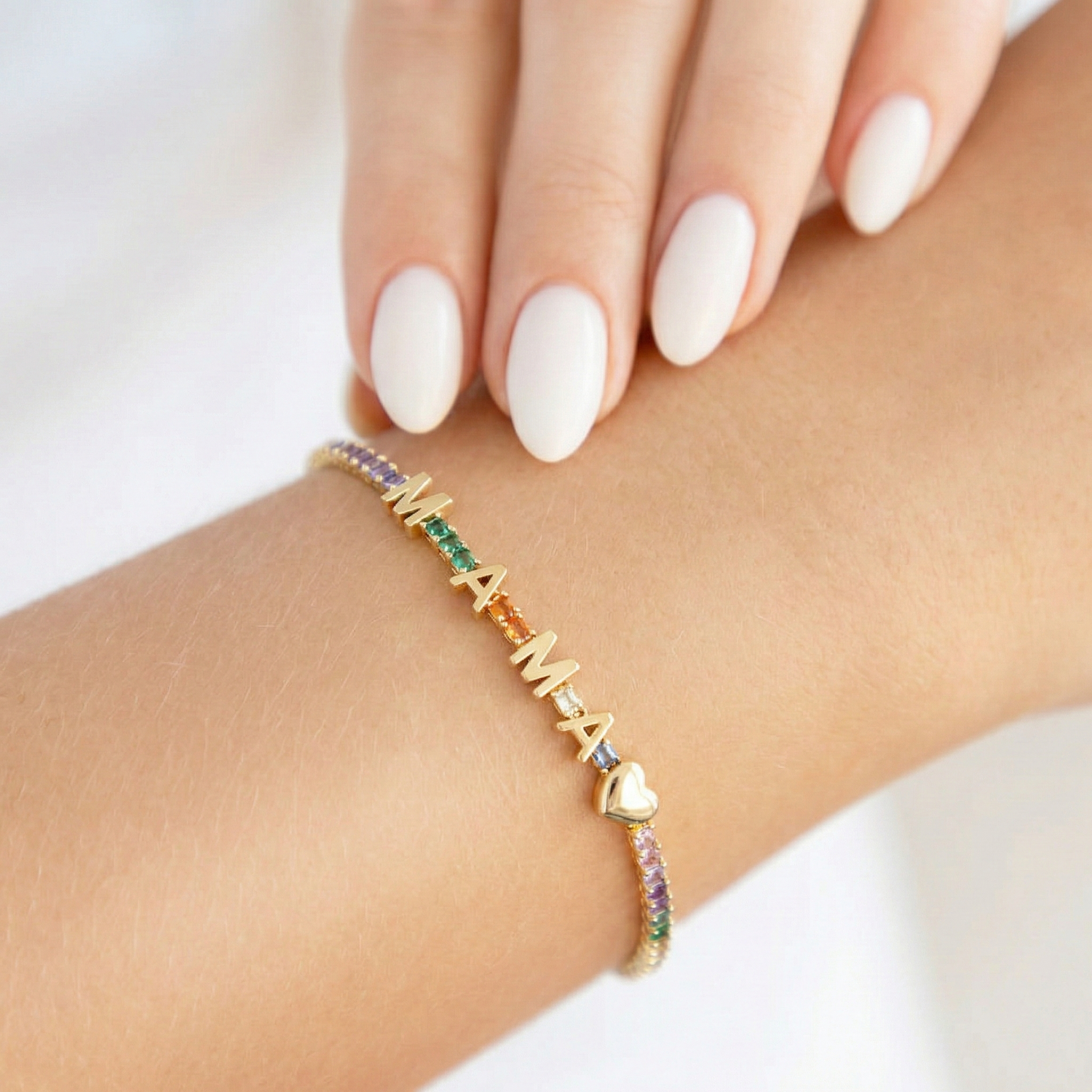 ICED Custom Name Tennis Rainbow Gem Bracelet - Jewelled Me