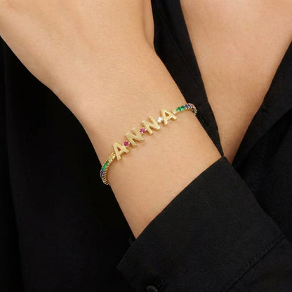 ICED Custom Name Tennis Rainbow Gem Bracelet - Jewelled Me