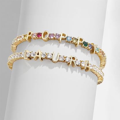 ICED Custom Name Tennis Rainbow Gem Bracelet - Jewelled Me