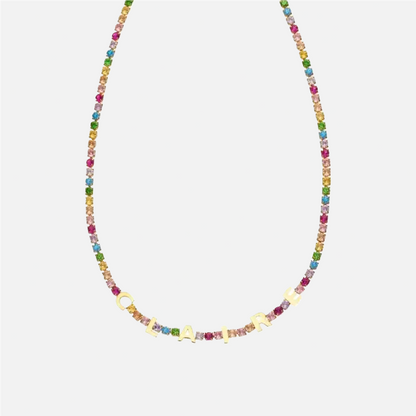 ICED Custom Name Rainbow Gem Necklace