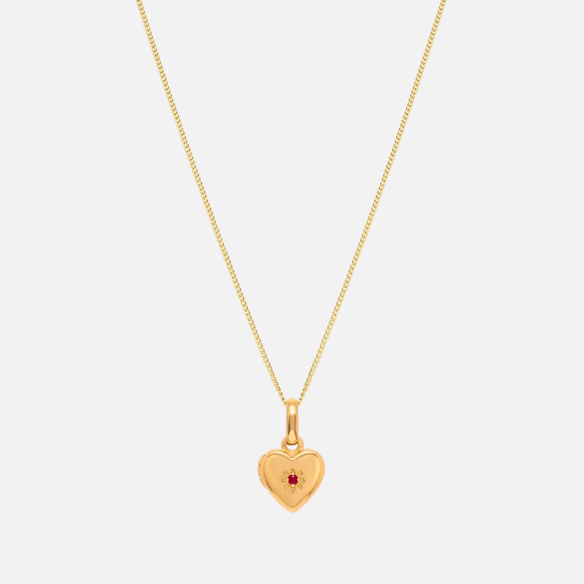 Birthstone Heart Locket Necklace in gold with a star-set birthstone