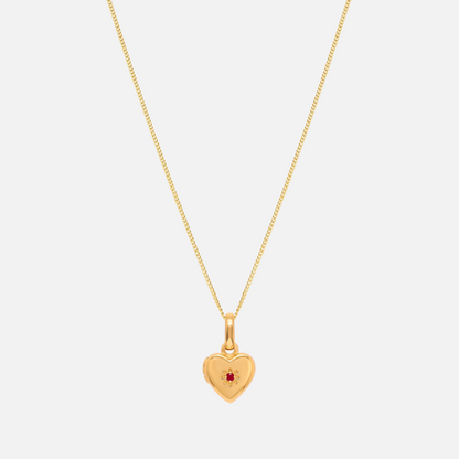 Birthstone Heart Locket Necklace in gold with a star-set birthstone