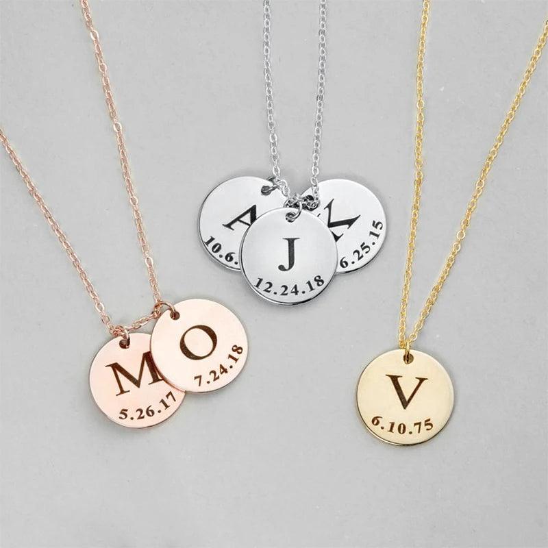 Custom Letter &amp; Date Coin Pendant (18k Gold-Plated) - Jewelled Me