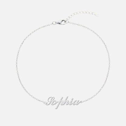 Custom Language Bracelet with a name in English, silver