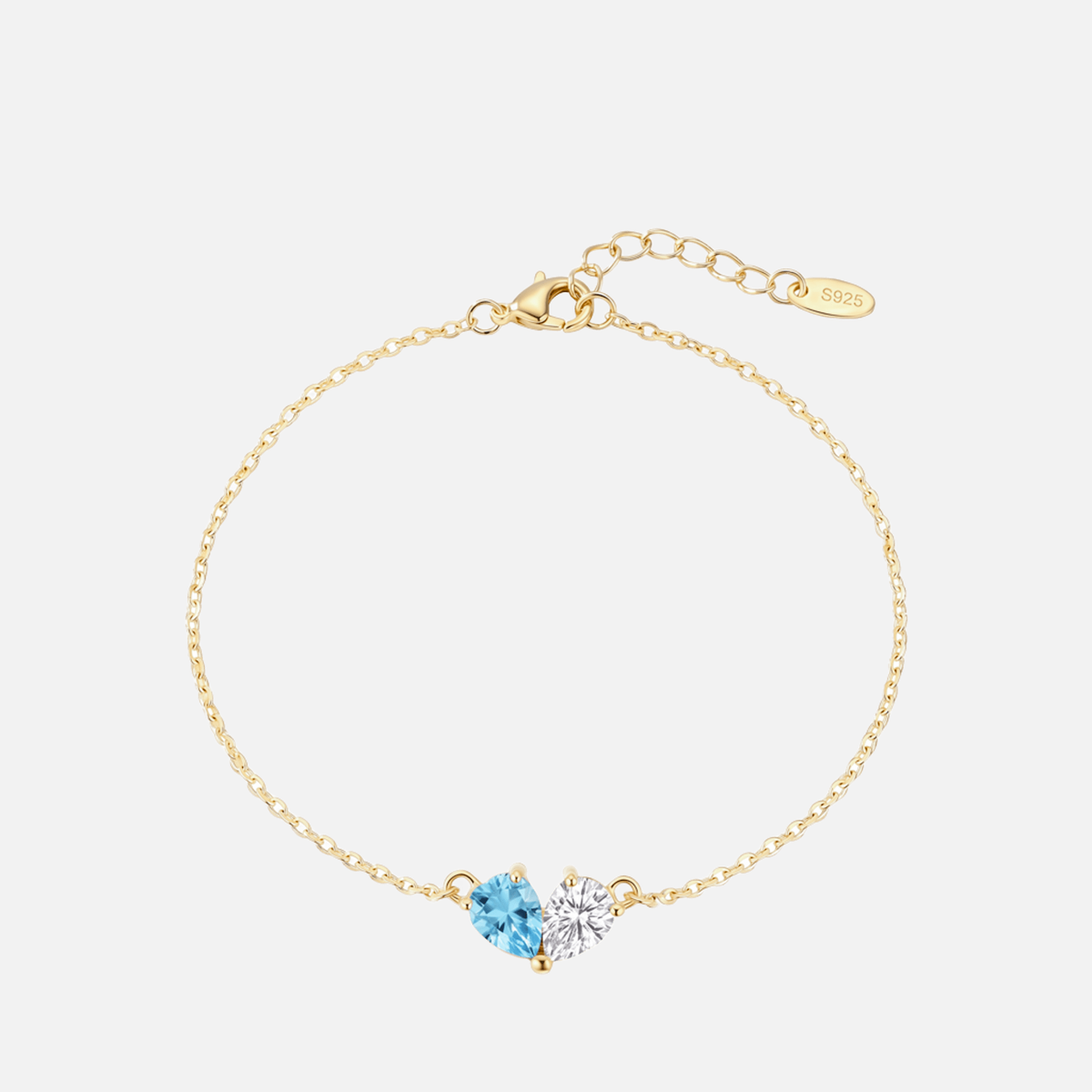 Coeur Toi &amp; Moi Birthstone Bracelet - Gold - Aquamarine &amp; Crystal