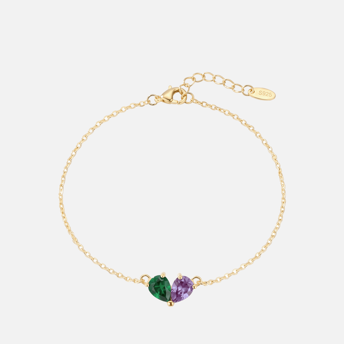 Coeur Toi &amp; Moi Birthstone Bracelet - Gold - Emerald &amp; Alexandrite