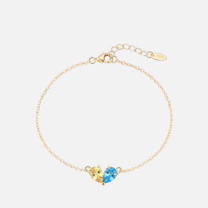 Coeur Toi &amp; Moi Birthstone Bracelet - Gold - Citrine &amp; Blue Topaz
