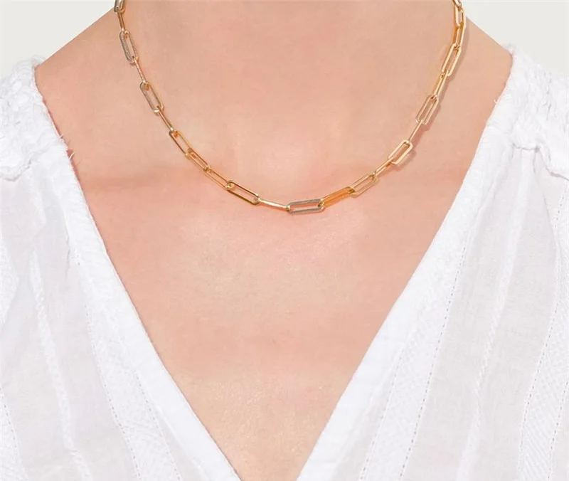 Cuban Paper Clip Necklace (14k Gold-Plated)