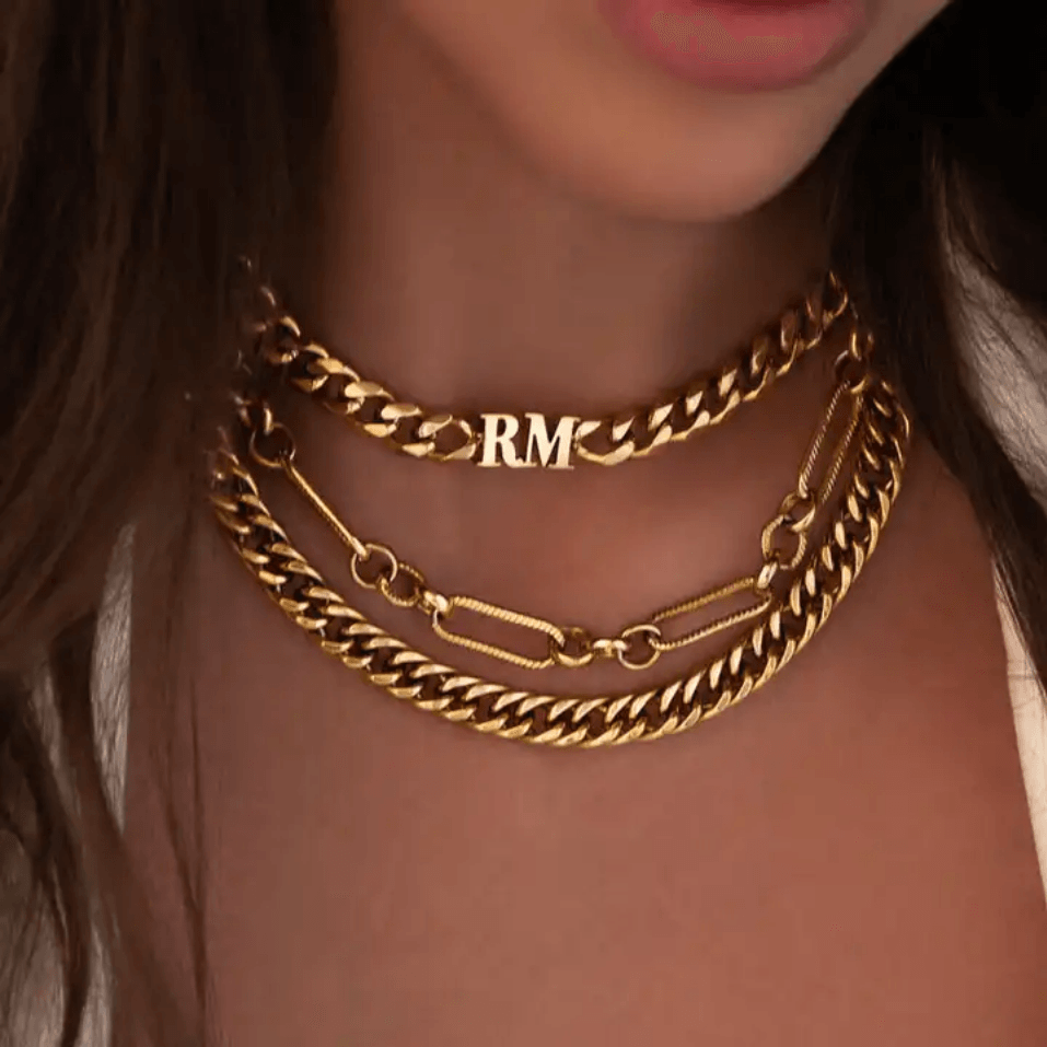 Custom Initial &amp; Name Chain Necklace &amp; Bracelet - Jewelled Me