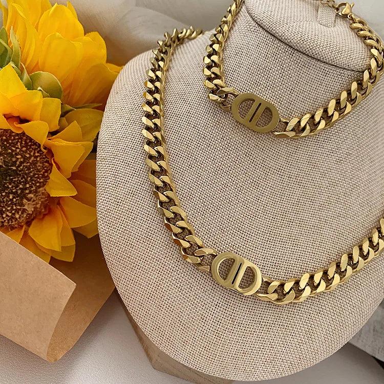 Custom Initial &amp; Name Chain Necklace &amp; Bracelet - Jewelled Me