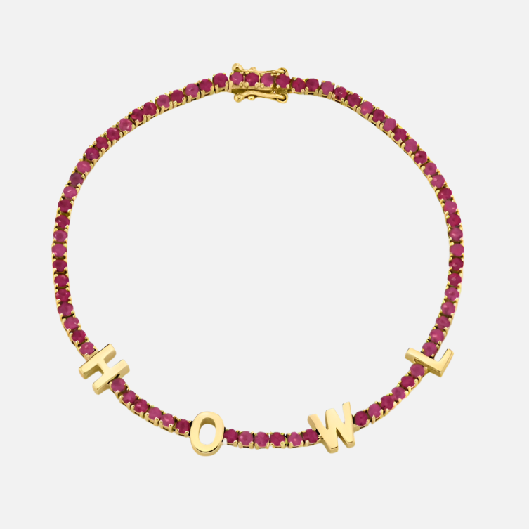 ICED Custom Name Tennis Rainbow Gem Bracelet - Jewelled Me