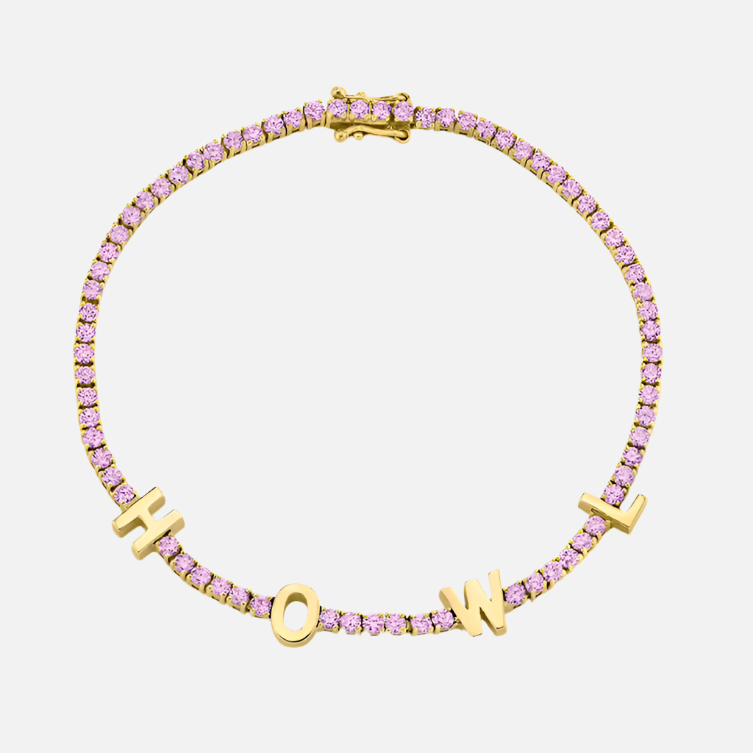 ICED Custom Name Tennis Rainbow Gem Bracelet - Jewelled Me