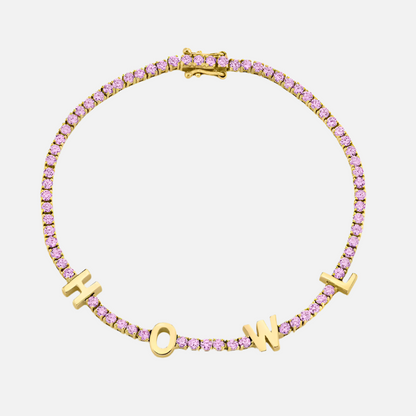 ICED Custom Name Tennis Rainbow Gem Bracelet - Jewelled Me