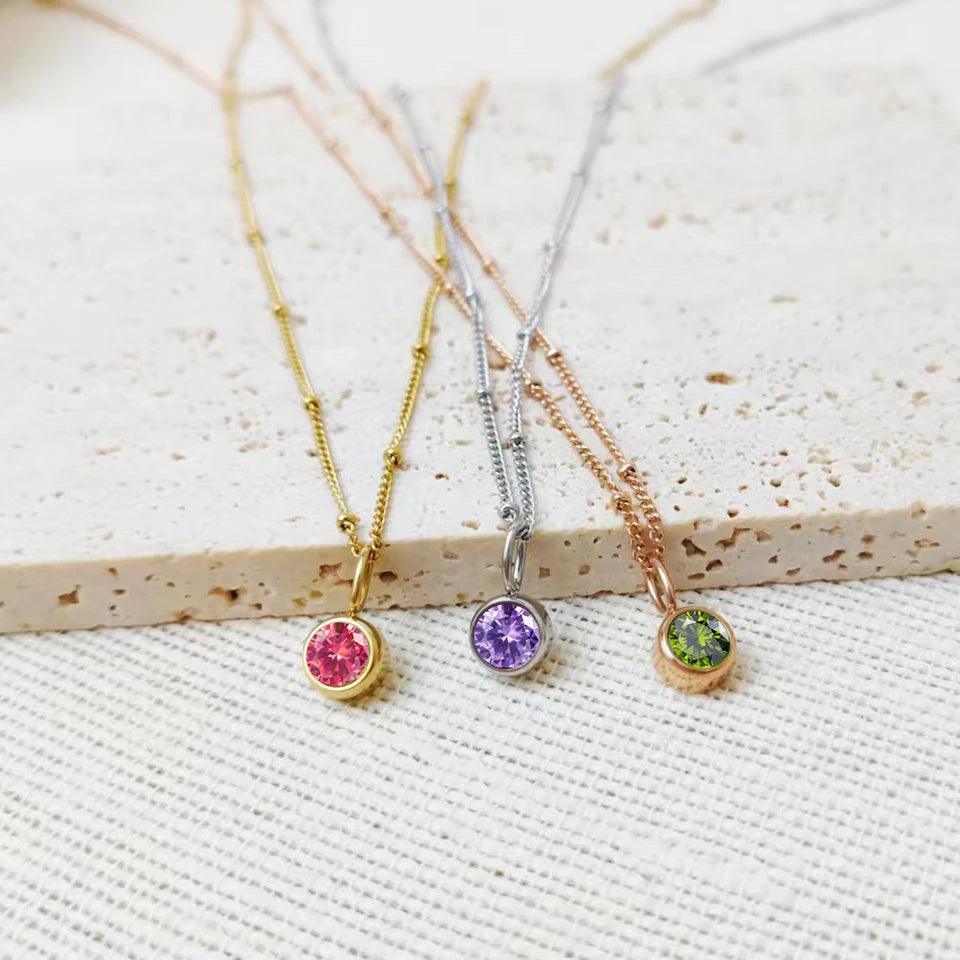 Suspended Birthstone Necklace (14k Gold-Plated) - Jewelled Me
