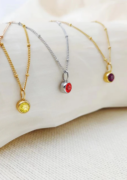 Suspended Birthstone Necklace (14k Gold-Plated)