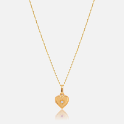 Birthstone Heart Locket Necklace in Gold with April Diamond birthstone – Jewelled Me