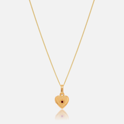 Birthstone Heart Locket Necklace in Gold with January Garnet birthstone – Jewelled Me