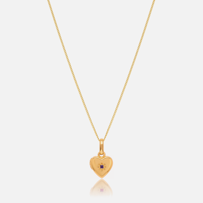 Birthstone Heart Locket Necklace in Gold with June Alexandrite birthstone – Jewelled Me