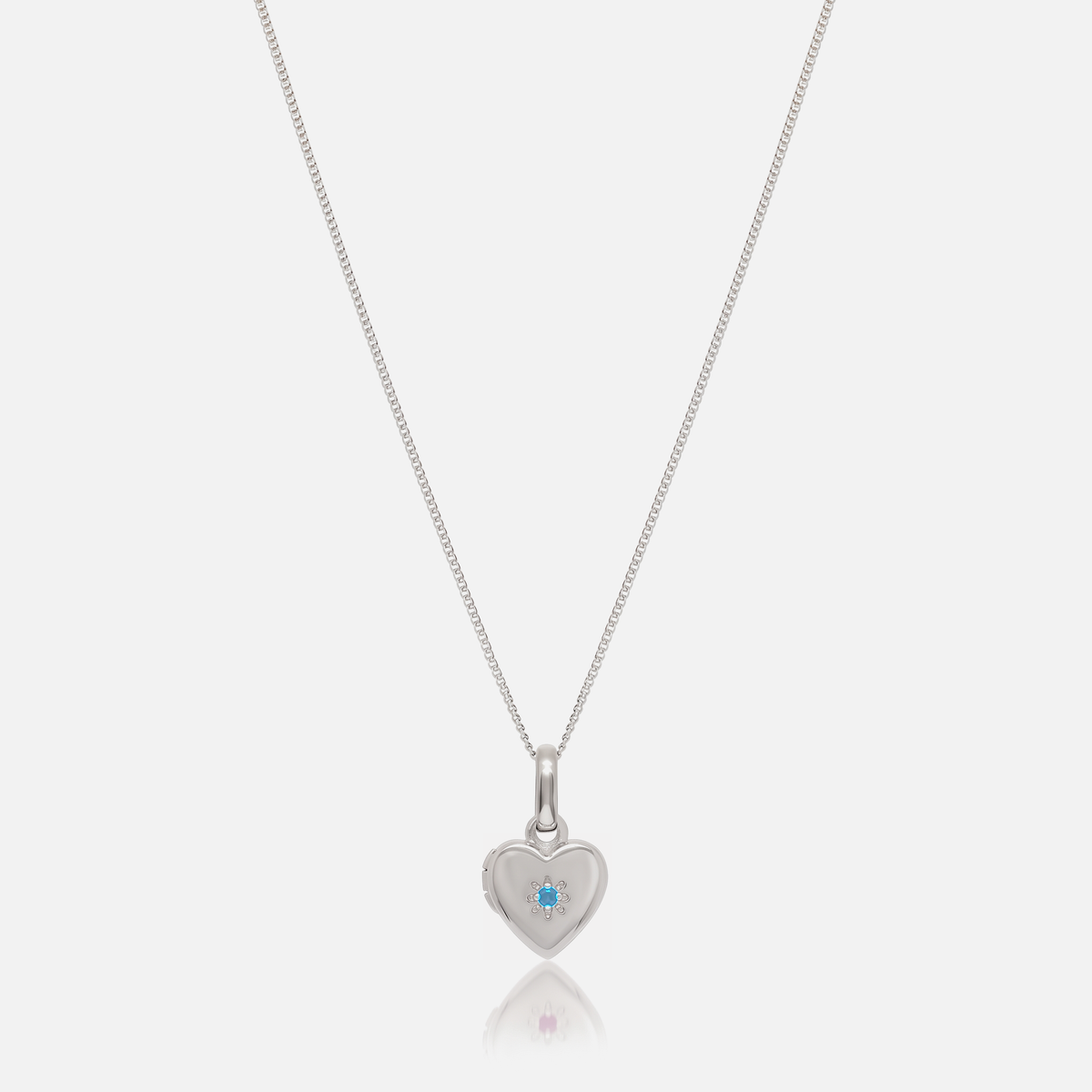 Birthstone Heart Locket Necklace in Silver with December Blue Topaz birthstone – Jewelled Me