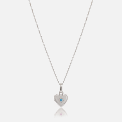 Birthstone Heart Locket Necklace in Silver with December Blue Topaz birthstone – Jewelled Me