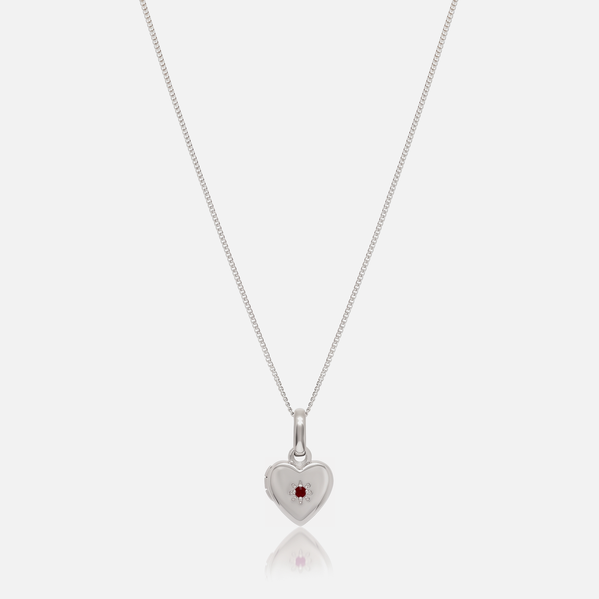 Birthstone Heart Locket Necklace in Silver with January Garnet birthstone – Jewelled Me