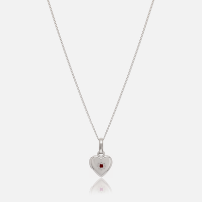 Birthstone Heart Locket Necklace in Silver with January Garnet birthstone – Jewelled Me